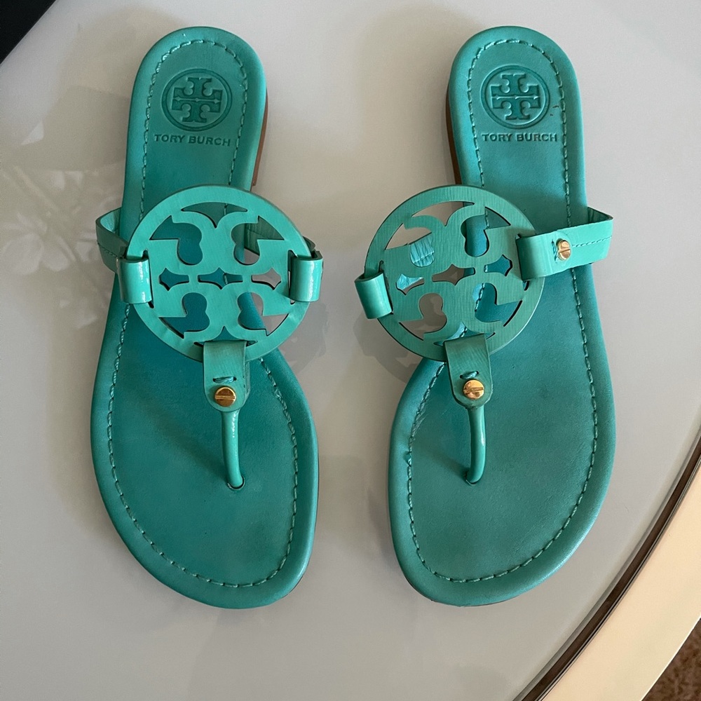 Turquoise Tory Burch Miller sandals